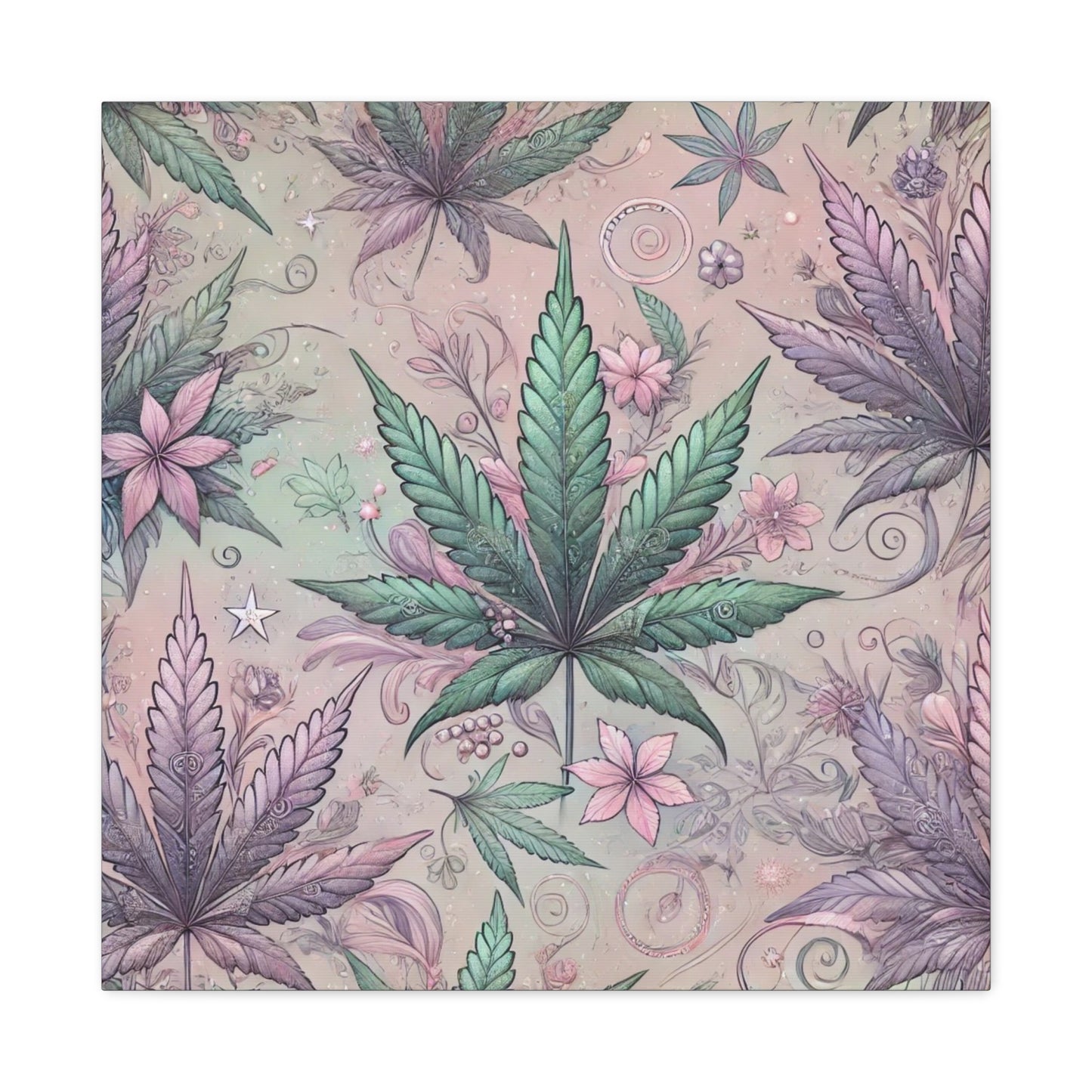 Whimsical Cannabis Leaf Canvas Print - Gilded Leaf Society