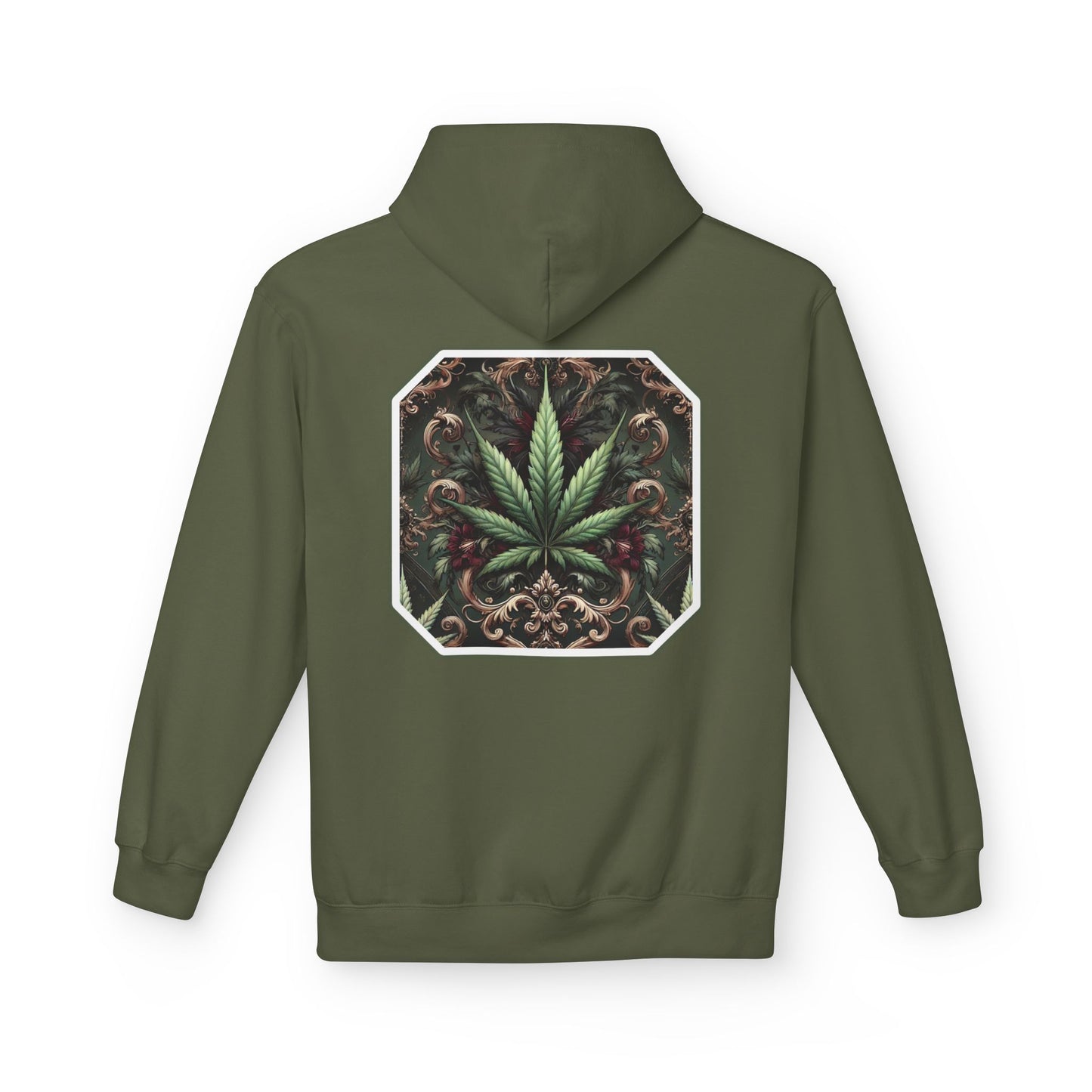 Unisex Cannabis Leaf Fleece Hoodie - Softstyle Comfort for Plant Lovers