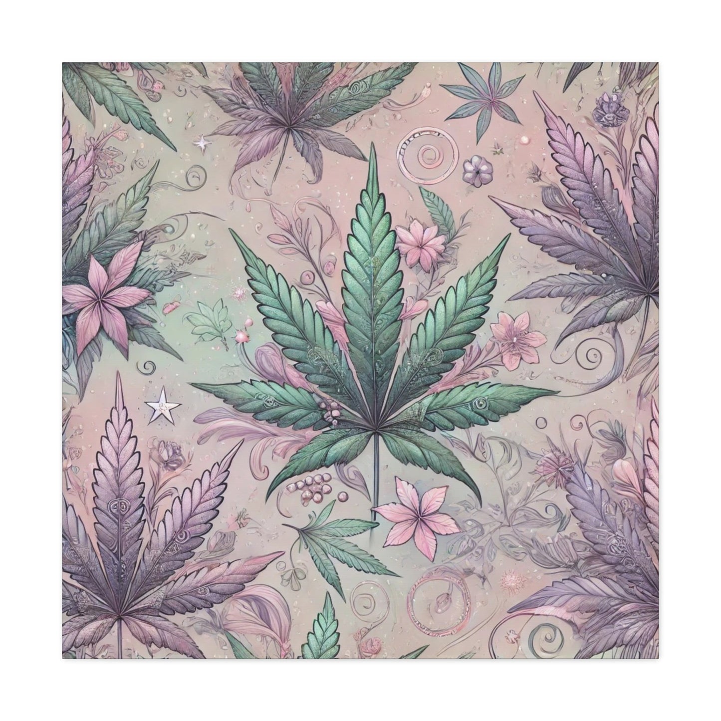 Whimsical Cannabis Leaf Canvas Print - Gilded Leaf Society