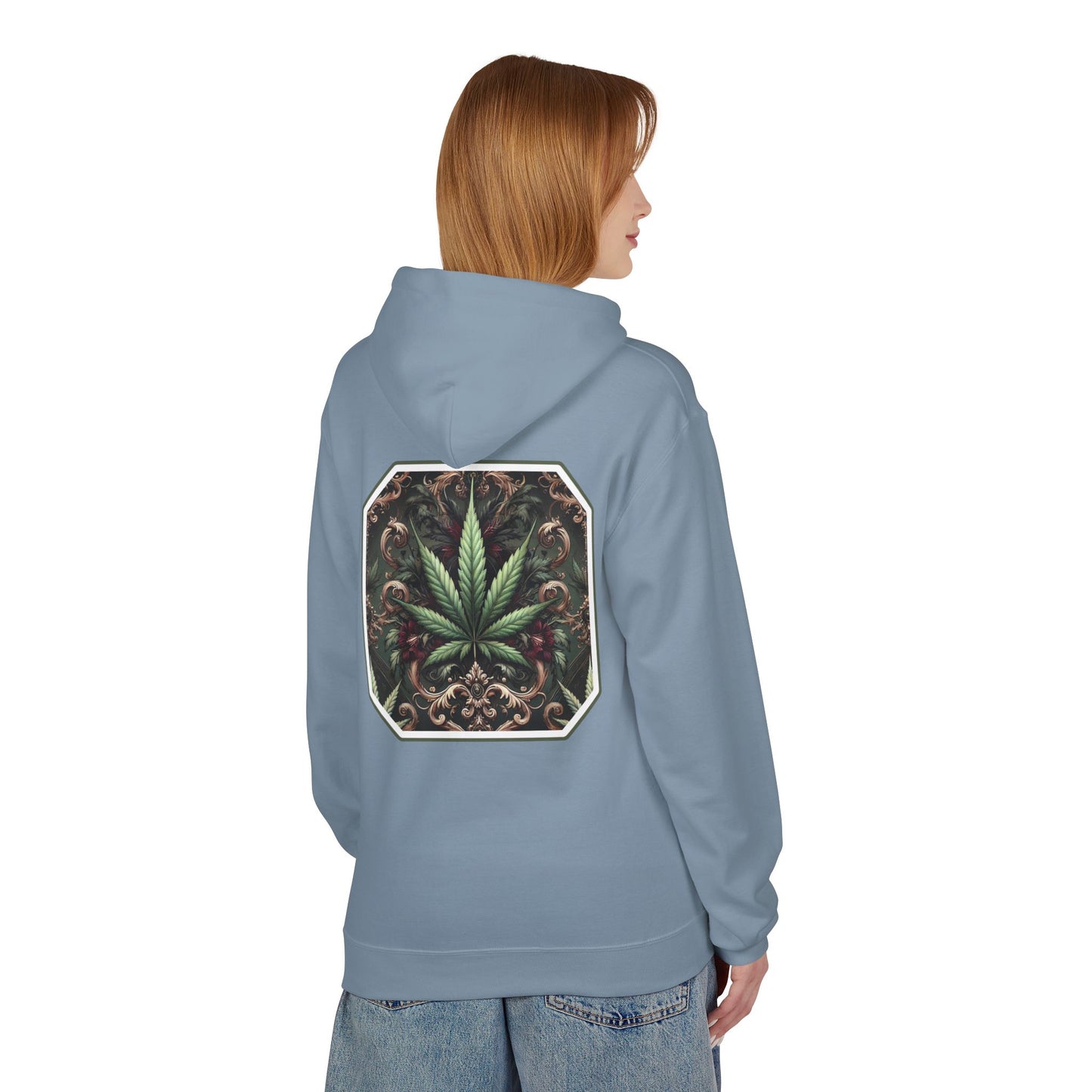 Unisex Cannabis Leaf Fleece Hoodie - Softstyle Comfort for Plant Lovers