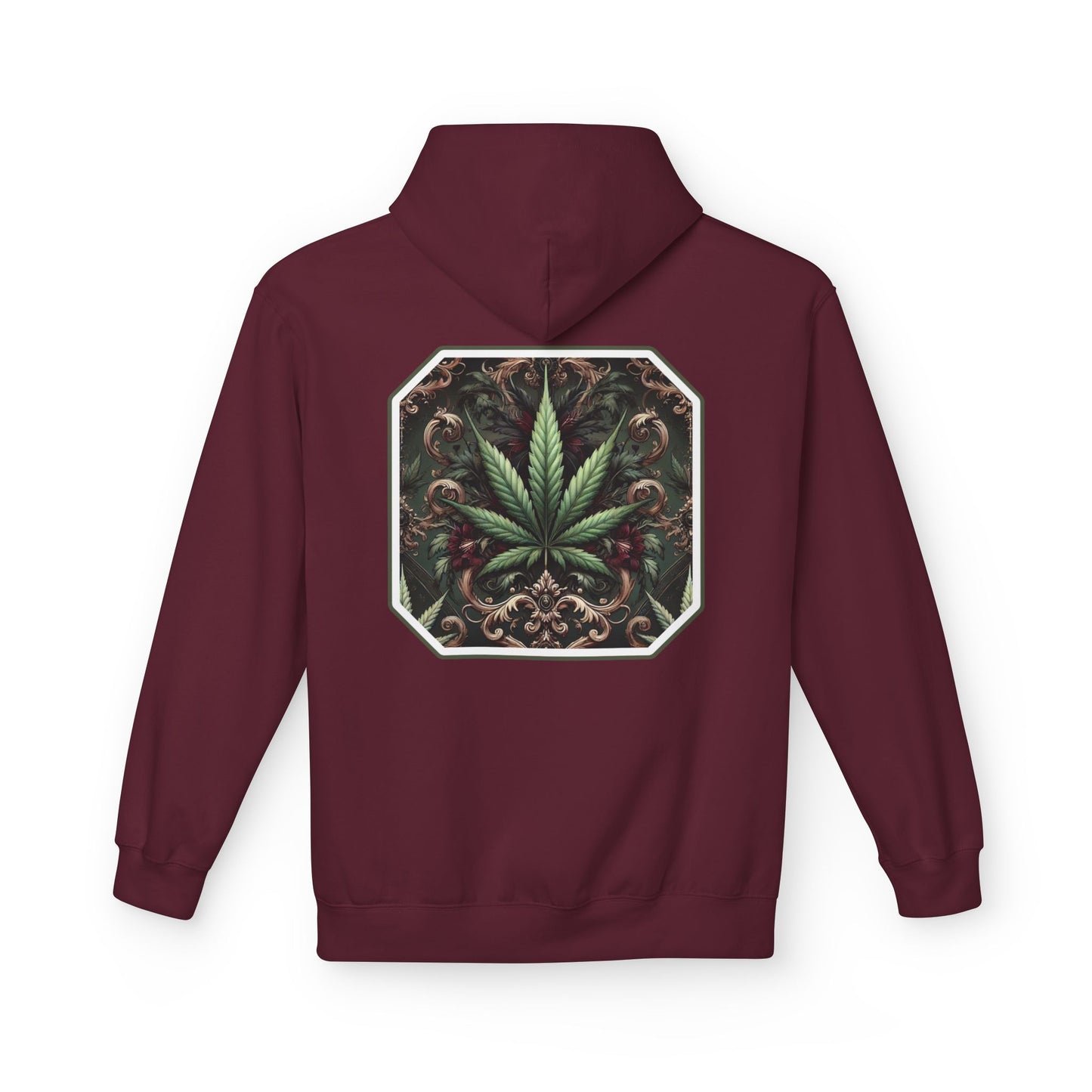 Unisex Cannabis Leaf Fleece Hoodie - Softstyle Comfort for Plant Lovers