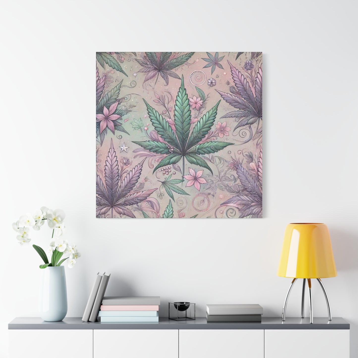 Whimsical Cannabis Leaf Canvas Print - Gilded Leaf Society