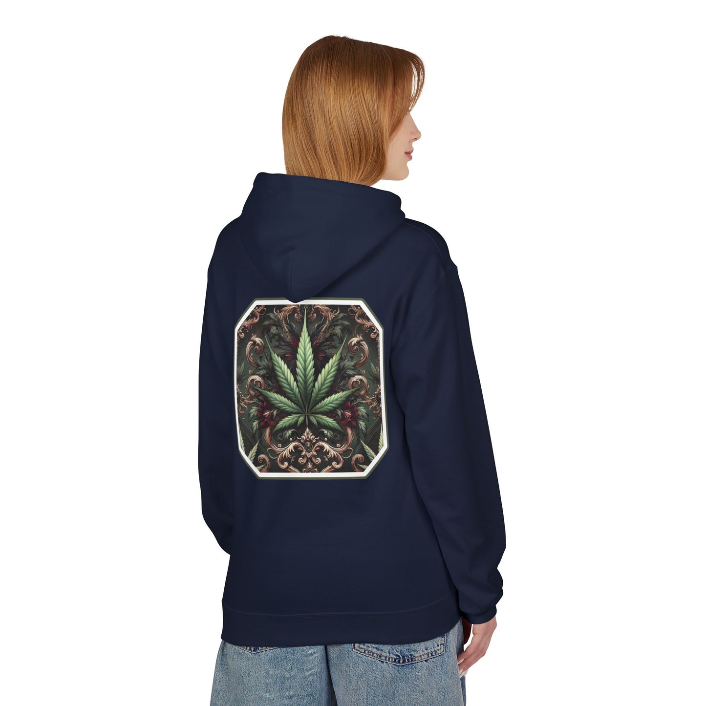 Unisex Cannabis Leaf Fleece Hoodie - Softstyle Comfort for Plant Lovers